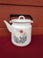 Enameled 3-liter floral teapot teapot, nostalgia, rustic decoration for decoration