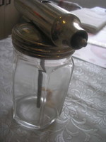 Antik Art decó csavaró fedeles üveg rajzhoz,stb  fixáló tartó + 2 db különböző csavaros szeleppel
