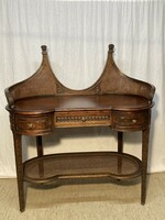 French mahogany table with rattan inserts