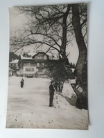 D195380 old postcard Piliságvár endre tourist house - skiers - 1961 Szentendre stamp