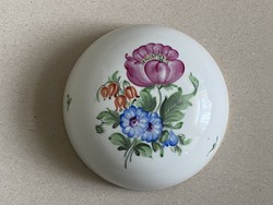 Herend porcelain bonbonnier with painted flowers, top 11.5 cm