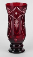 1N465 old burgundy polished glass vase 19.5 Cm