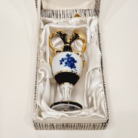 Royal dux cobalt blue gilded porcelain vase in gift box - ep