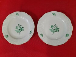 Herend green flower-patterned treat, table setting small plate. 12.5 Cm.