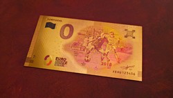 Gold-plated 0 euro souvenir banknote commemorating the 2018 soccer eub - Portugal