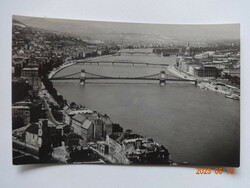 Régi térképes képeslap: Budapest, dunai panoráma (1955)