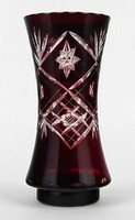 1N098 burgundy colored polished glass vase 17 cm
