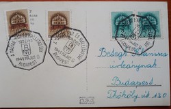 Képeslap a 100 éves BNV-ről 2 db DÉL VISSZATÉR bélyeggel, alkalmi bélyegzéssel