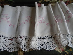 Hand embroidered, drapery, curtain.