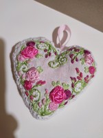Embroidered heart-shaped decoration