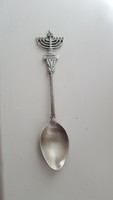 Silver-plated teaspoon with star of David, menorah decoration