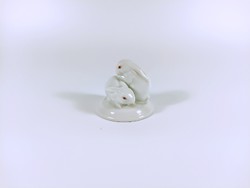HERENDI, FEHÉR NYUSZIPÁR, KÉZZEL FESTETT PORCELÁN FIGURA, HIBÁTLAN ! (H122)