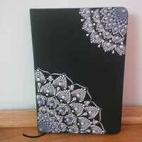 New! Diary notebook with purple gradient mandala decoration, hand-painted size A5