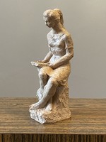 Szikla 1961 reading girl unique retro ceramic statue 22.5 cm