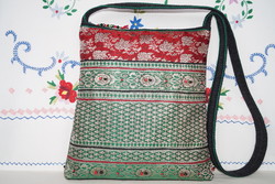 Green Silver Floral Handwoven and Embroidered Indian Saree Medium Shoulder Bag for Women