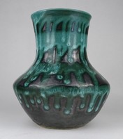 1N488 Flawless dripped glazed applied arts ceramic vase 20 cm