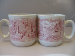 English pink old landscape mug pair churchill