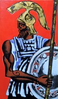 Greek warrior - gyula fabók fire enamel - ancient portrait of an ancient Greek man
