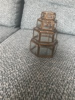 4 darabos egymásba rakható art deco üveg ékszertartó