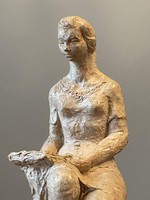 Szikla 1961 reading girl unique retro ceramic statue 22.5 cm