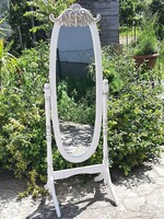 Provence, vintage standing mirror with beautiful hand carving on the top