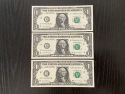 3 db. UNC 1 dollár Retró bankjegy tökéletes hajtatlan állapotban