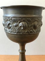 Antique flower-decorated copper alloy goblet 24 cm