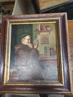 Bibliát olvasó pap festmény