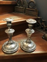 Candle holders in a pair, thick silver-plated art nouveau, 24 cm.