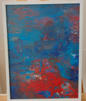 (K) Absztrakt festmény 31x42 cm kerettel