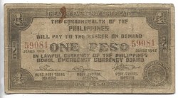 1 pesos 1942 Katonai kiadás Fülöp-szigetek 2.
