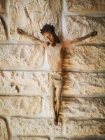 Antik Jézus Krisztus fából faragott,100 éves, Korpusz kereszt. Torzó. Házi áldás ereklye tartó videó