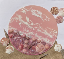 Tenger ihlette rózsaszín műgyanta falikép