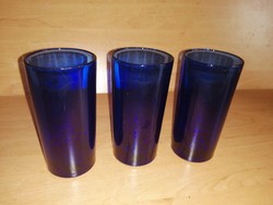 Sötétkék üveg csőpohár 3 db egyben (2/K)