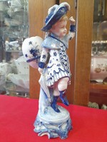 Alt German, Germany Scheibe-Alsbach baroque little girl porcelain figure. 24 cm with Kpm mark.