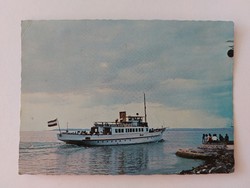 Régi képeslap 1977 Balaton fotó levelezőlap HELKA hajó
