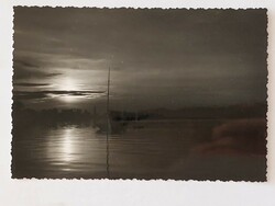 Old postcard balaton photo postcard sailing dusk