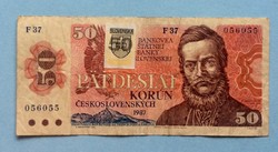 Csehszlovák 50 korona szlovák felülbélyegzett.