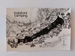 Régi képeslap balatoni camping térkép retro levelezőlap