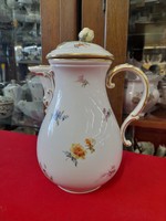 Alt Német,Germany Kardos Meissen 1814-1824,Virág Mintás Nagy Teás-Kávés Kancsó,Kanna,Kiöntő.23 cm.