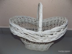 White painted wicker basket 29 * 41 cm height with handles 36 cm