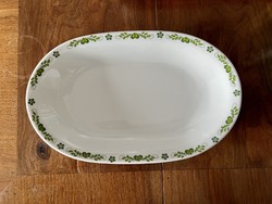 Zöld magyaros ovális virslis csuszás tányér Alföld porcelán