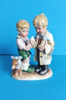 Bertram W&A Orvost Játszó Kisfiúk Kutyával Porcelán