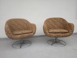 Retro bútor kárpitozott forgós kagyló fotel szék 2 darab 4958