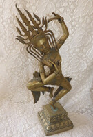 Táncoló thai vagy indiai hindu isten vagy táncos keleti ázsiai réz szobor 40 cm