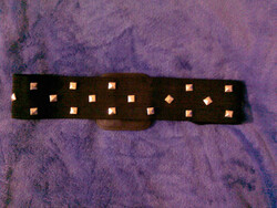 Black rubberized studded belt for women