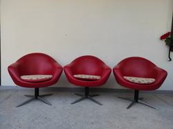 Retro fotel bútor műbőr kárpitozott forgó kagyló fotel szék 3 darab 5472