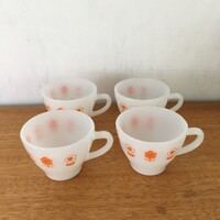 Retro orange floral glass coffee cup