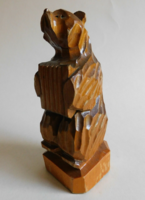 Fából faragott medve harmonikával 12.5 cm