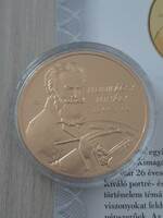 Mihály Munkácsy, the greatest Hungarian painter, 24-carat gold-plated commemorative medal in unc capsule 2012